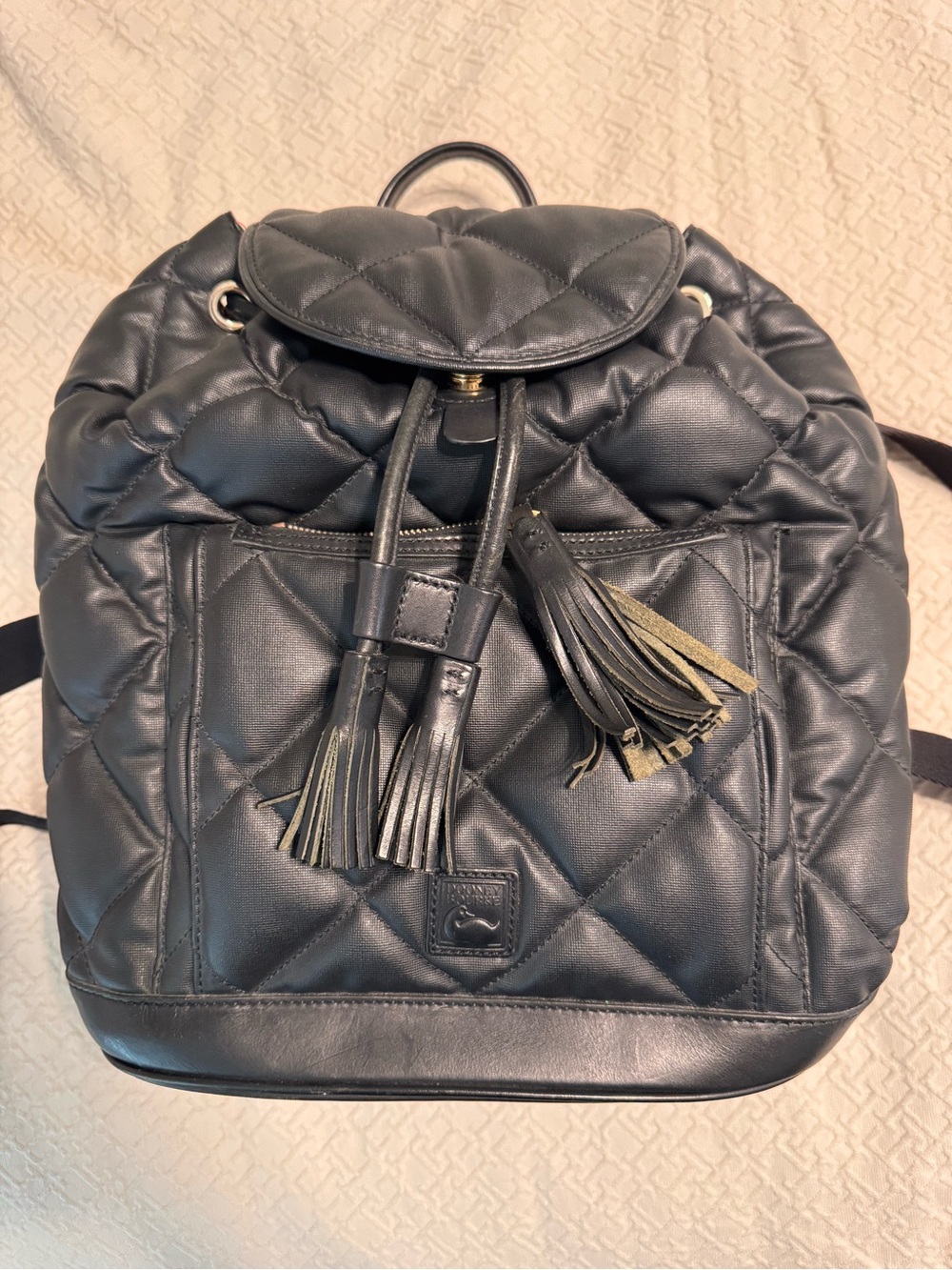 Dooney & Bourke Quilted Black Leather Backpack